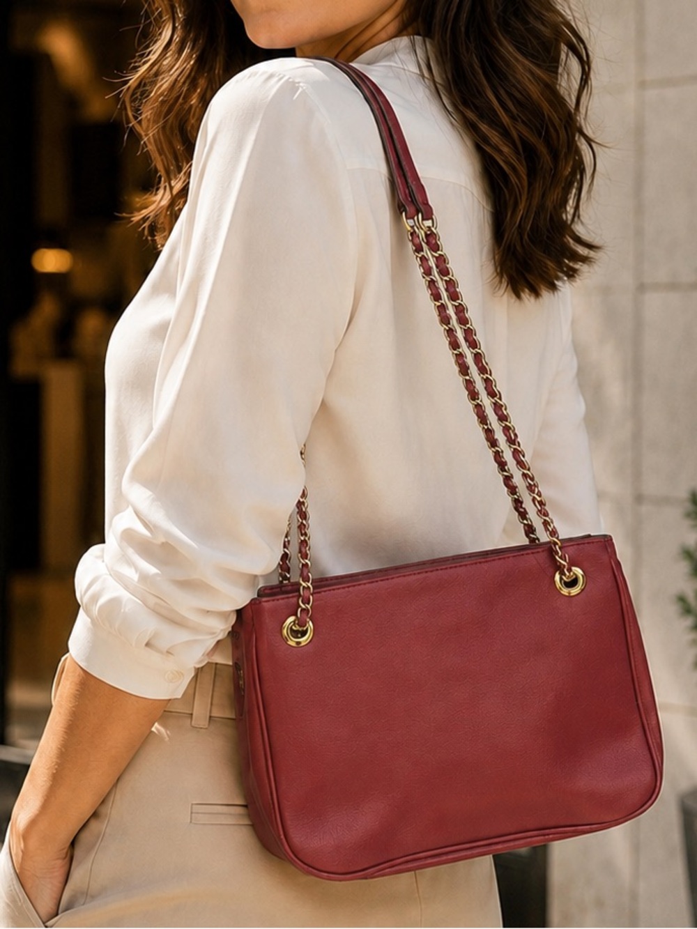 INC International Concepts- Burgundy /Wine Expandable Shoulder Bag NWOT